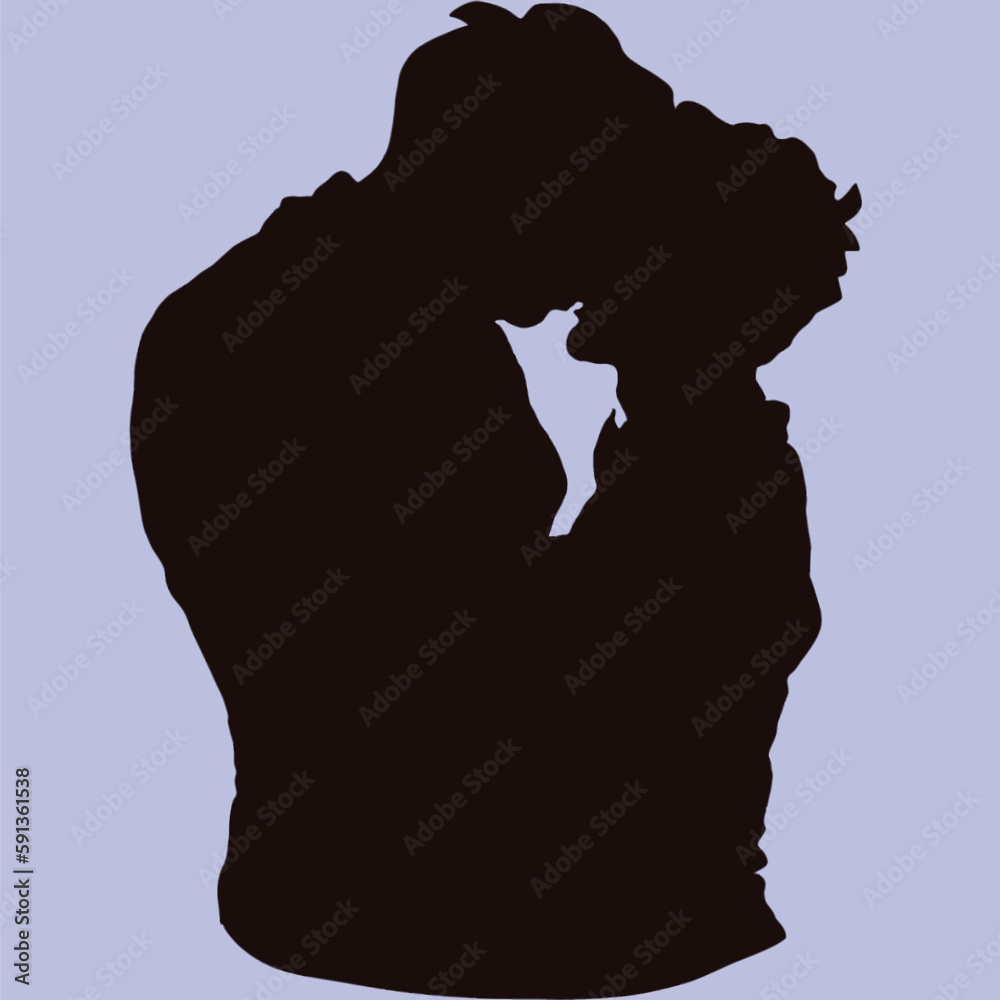 Picture of a black kiss on a light purple background. support homosexuality vector