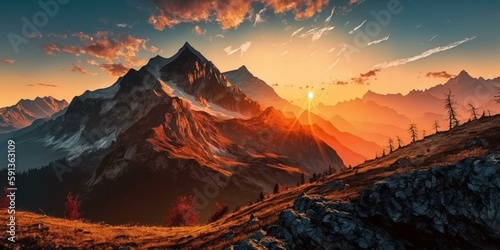 Sunset over the Majestic Mountains 