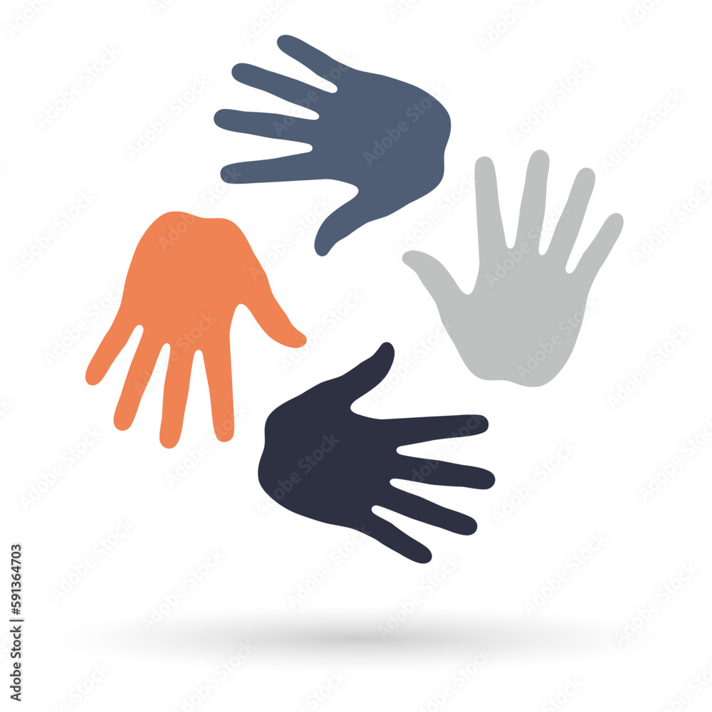 Tolerance. Hand prints different tone skin in circle. Symbol racial equality and diversity. Tolerance. Hand prints different tone skin in circle. Symbol racial equality and diversity.