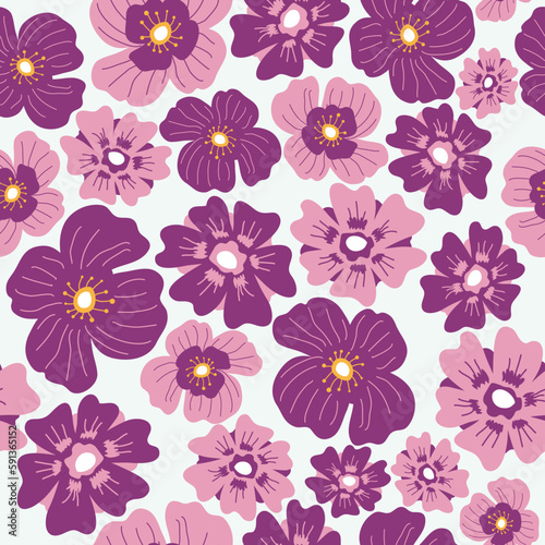 Blooming flowers seamless pattern print vector © Sonulkaster