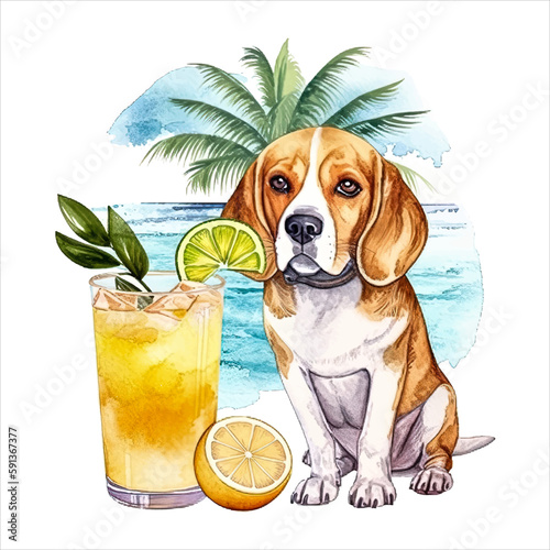 Summer dog breed watercolor