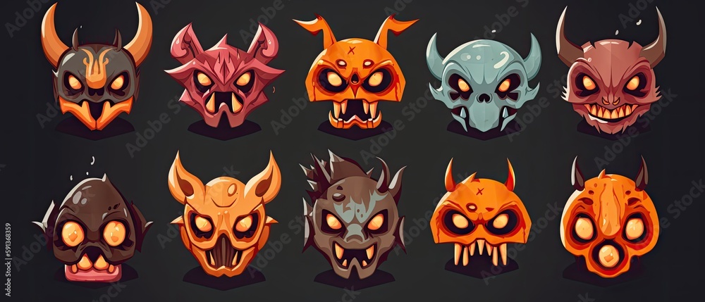 Halloween Monster Head Set Halloween Monster Head Set