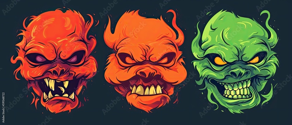 Halloween Monster Head Set Halloween Monster Head Set