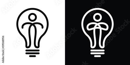 light bulb and people design line icon vector illustration