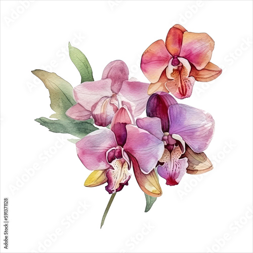 Orchid flower isolated in white background. watercolor vector for wedding invitation, printing, sublimation, mug, tshirt, tumbler