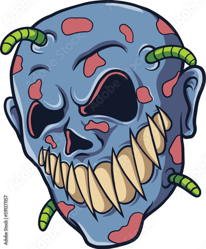 zombie head scary vector illustration