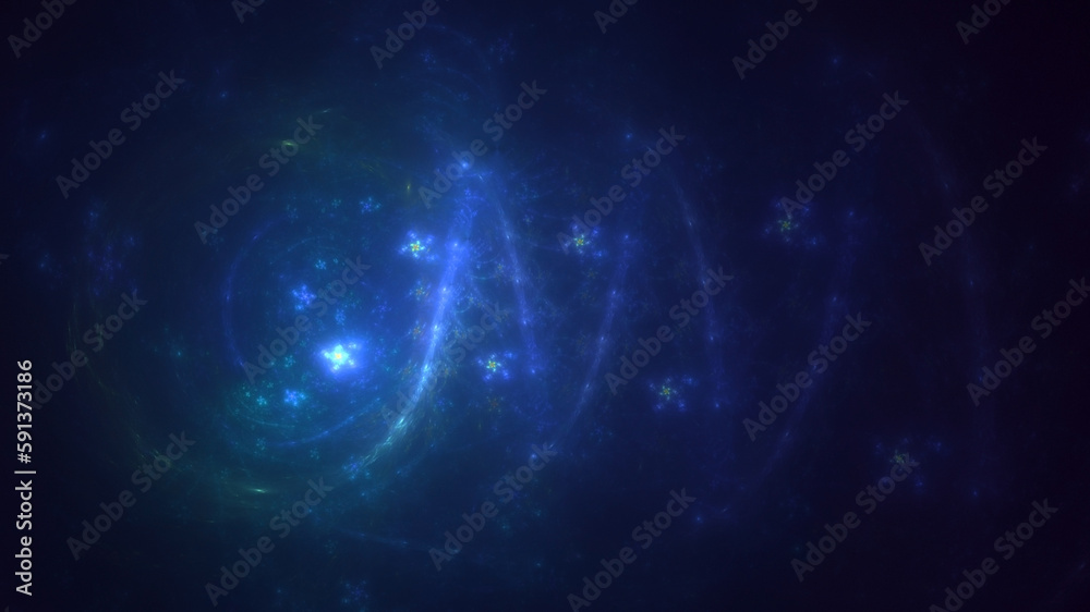 Obraz premium 3D rendering abstract blue fractal light background