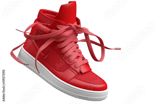 Stylish Red Sneakers with Floating Ropes Isolated on Transparent Background - High-Quality PNG, red sneakers, shoes, sneakers, floating ropes, isolated, transparent background, png, 