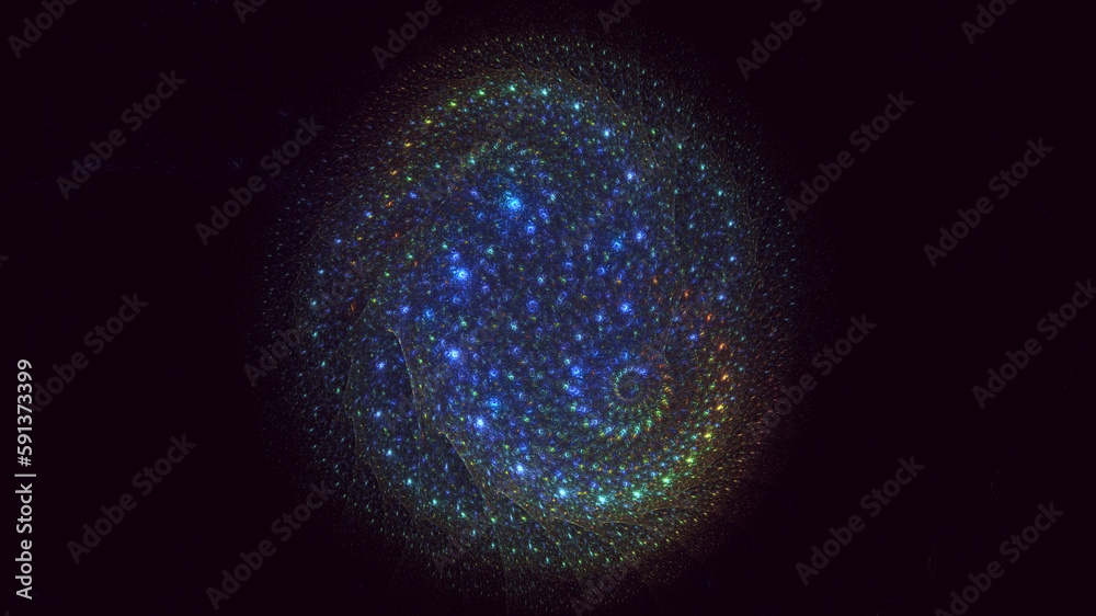 3D rendering abstract blue fractal light background