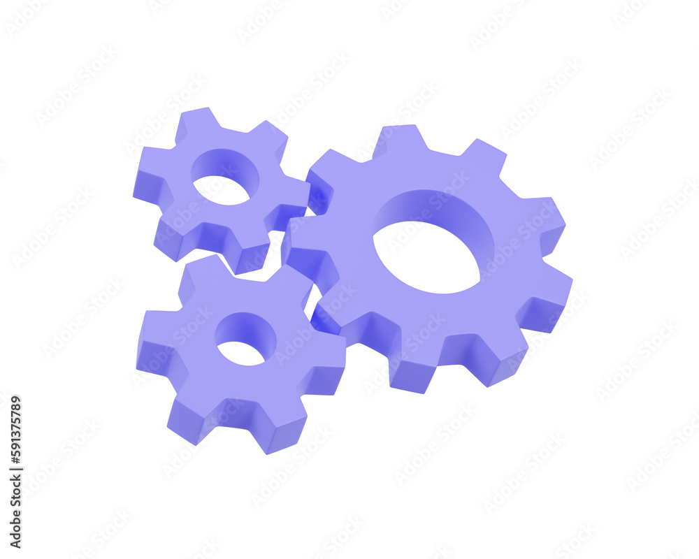 3D Realistic Gear icon. Process, progress business, Teamwork concept. 3D rendering. 3D Realistic Gear icon. Process, progress business, Teamwork concept. 3D rendering.