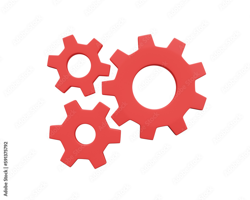 3D Realistic Gear icon. Process, progress business, Teamwork concept. 3D rendering. 3D Realistic Gear icon. Process, progress business, Teamwork concept. 3D rendering.