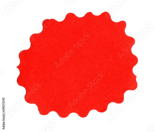 Red paper wavy contour cut out decorative element. Isolated cut out paper element for design and scrapbooking