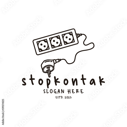 Power Socket / Stop Kontak / Plug and Socket Icon Vintage Simple Line Art photo