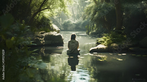 serene meditation in a river © Paul