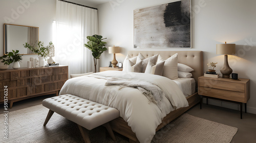a contemporary pale pastel bedroom
