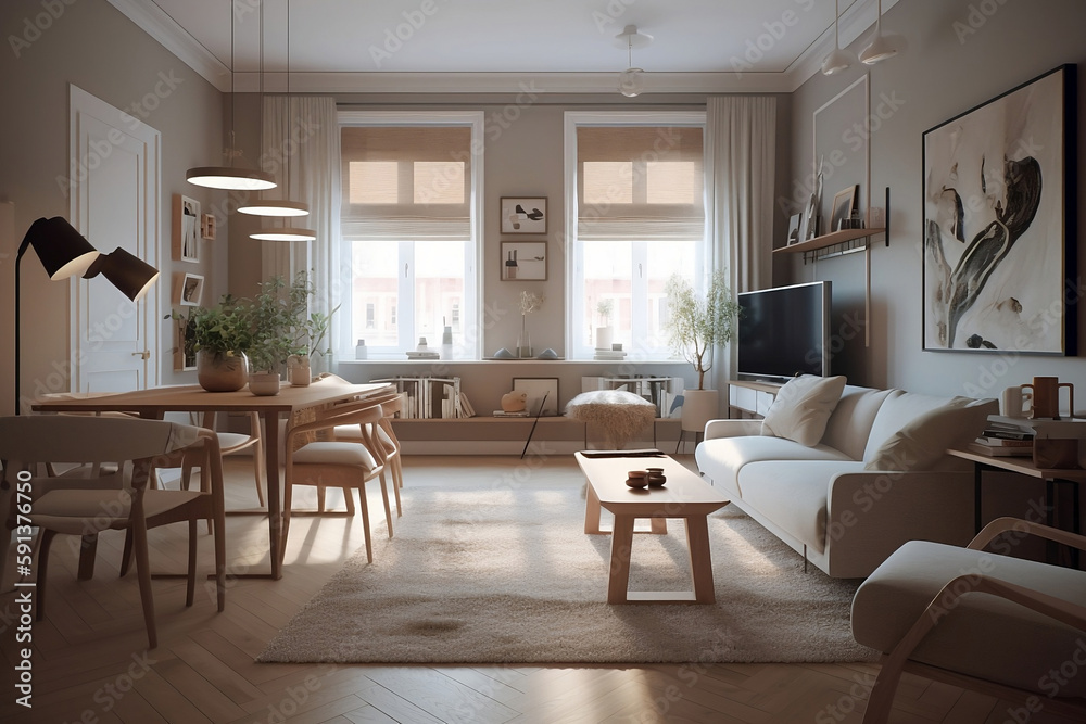 Modern wooden living room. Zen-style interior. Generative AI. Modern wooden living room. Zen-style interior. Generative AI.