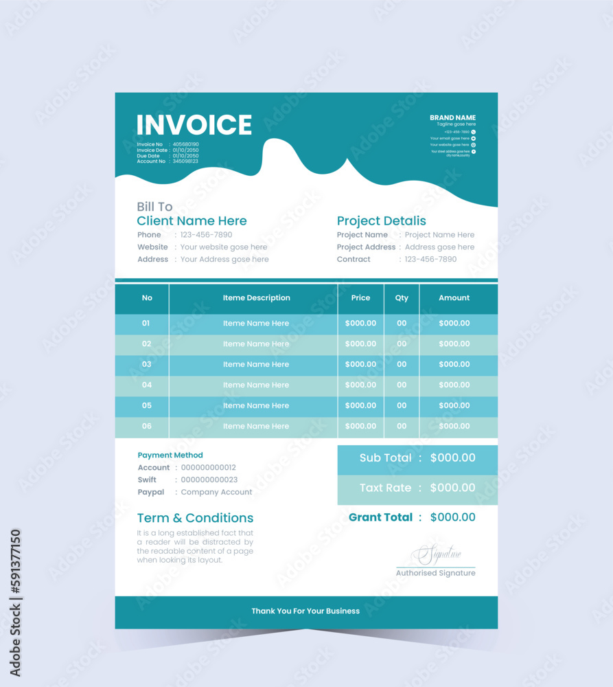 Minimal vector invoice template design
Minimal vector invoice template design