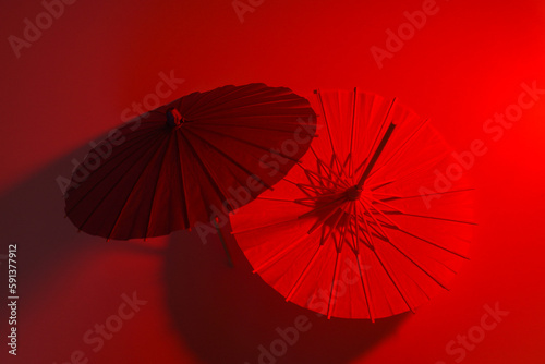 Traditional japanese umbrellas  traditional japanese accessories concept