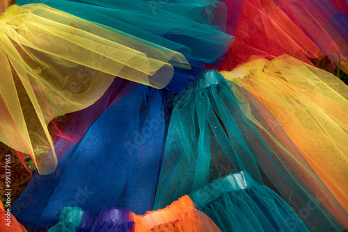 lgtb flag, colorful ballet tutus. selective focus, ideal for dancing at parties.Pride