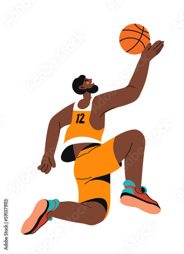 Sports hobby, basketball player throwing ball