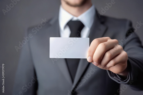 businessman showing blank card, Generative AI