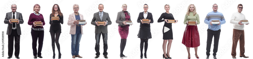 group of people holding books in hands isolated on white group of people holding books in hands isolated on white