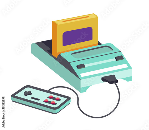 Retro old school games, dendy game console vector