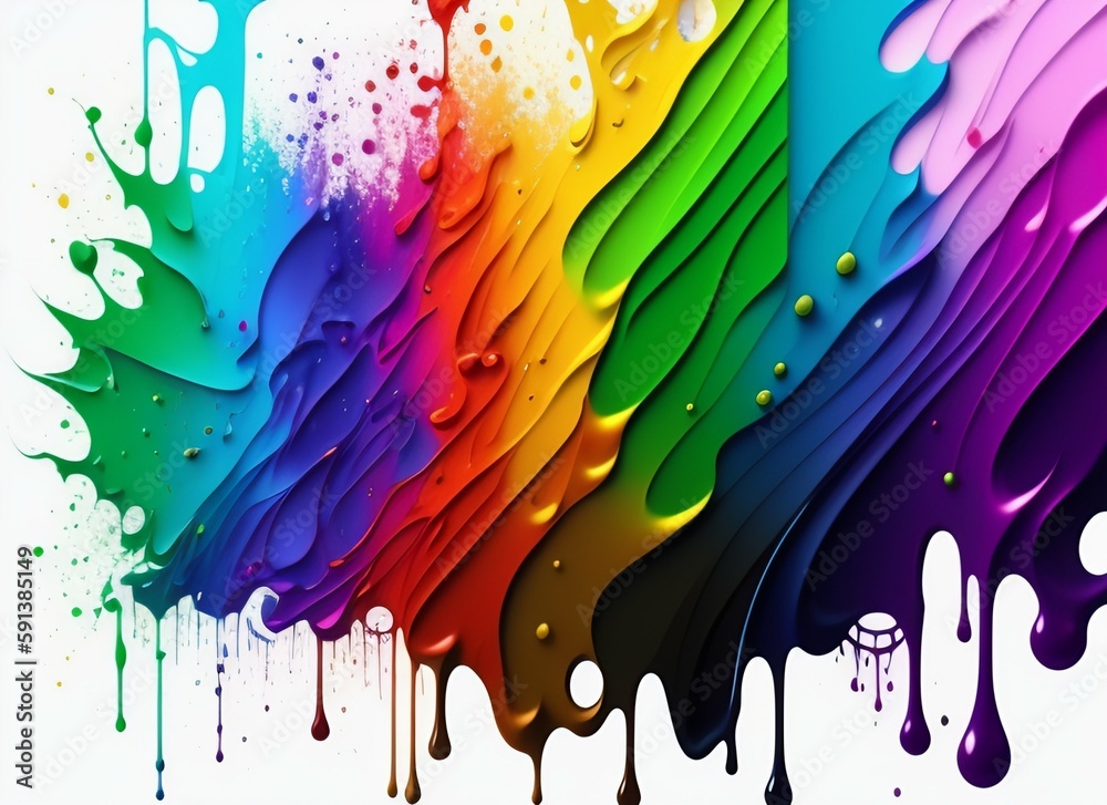 Fototapeta premium graffiti background dripping paint, spray paint, many colors watercolor vector pattern, colorful texture concept generative ai