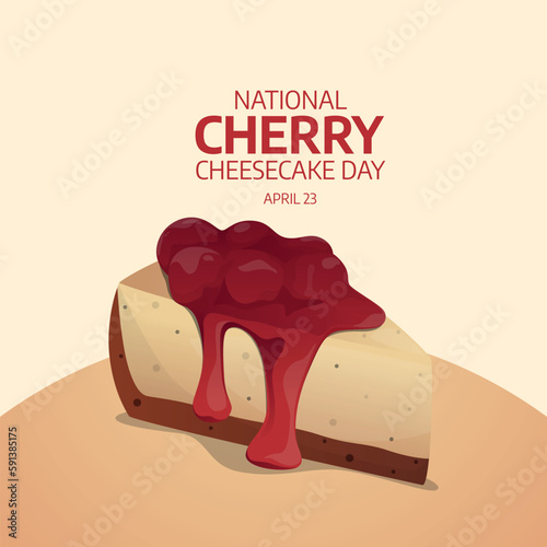 vector graphic of national cherry cheesecake day good for national cherry cheesecake day celebration. flat design. flyer design.flat illustration.