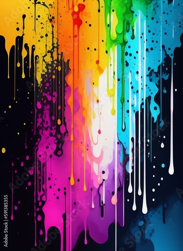 graffiti background dripping paint  spray paint  many colors watercolor vector pattern  colorful texture concept generative ai