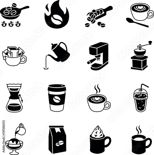 coffee icons set