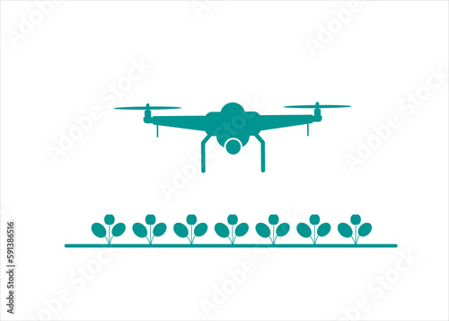 Concept of flying drone for agriculture 4.0 isolated on white background. Perfect for placing over crop photos to illustrate modern agriculture, smart farming