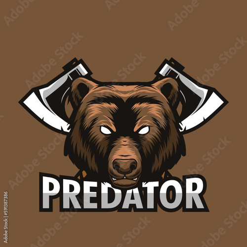 grizzly bear head logo design
