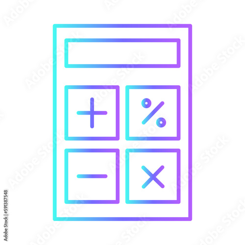 Calculator Office and Business Icons with purple blue outline style. business, finance, calculator, sign, symbol, accounting, financial. Vector Illustration