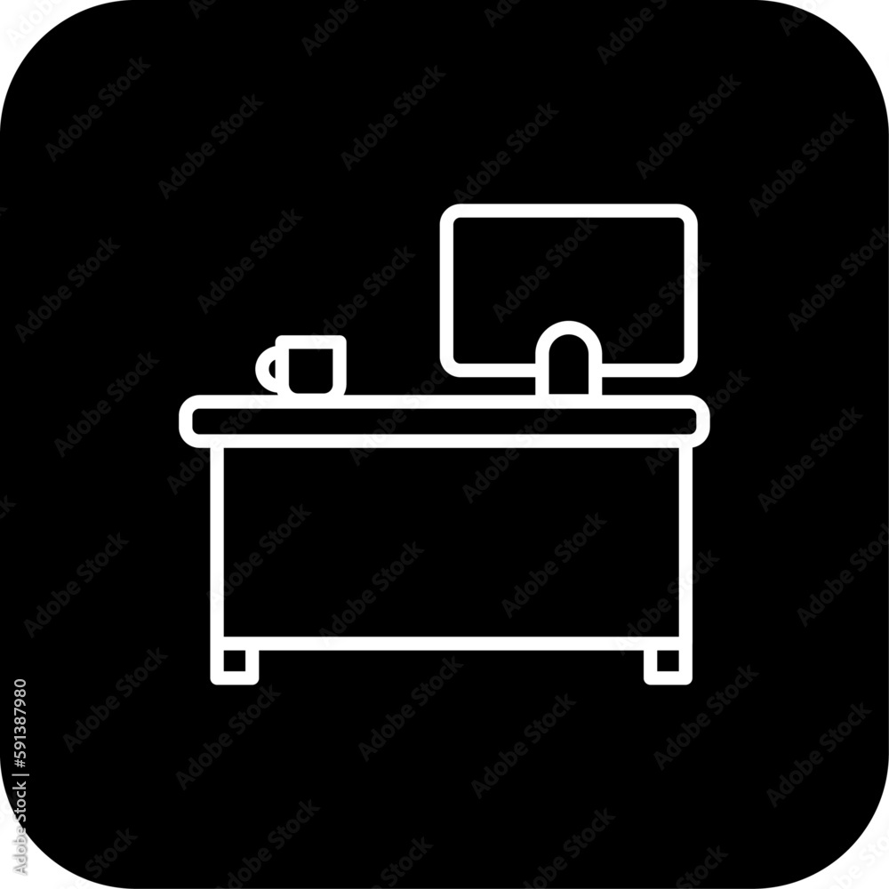 Workspace Office and Business Icons with black filed outline style. office, workspace, business, computer, workplace, work, symbol. Vector Illustration Workspace Office and Business Icons with black filed outline style. office, workspace, business, computer, workplace, work, symbol. Vector Illustration