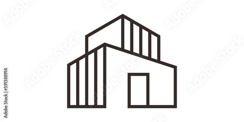 building logo design line icon vector illustration