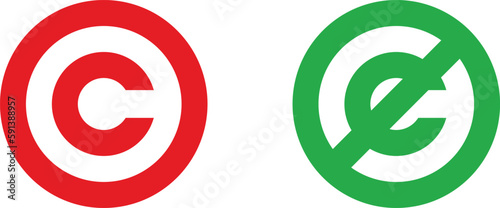 Copyright and no copyright icon vector