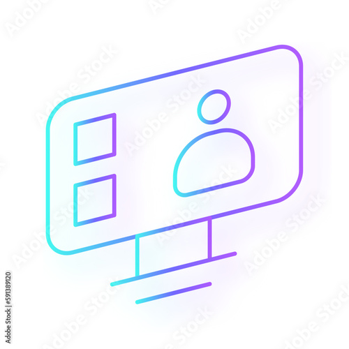 Conference office and business Icons with purple blue outline style. business, conference, people, meeting, seminar, set, team. Vector Illustration