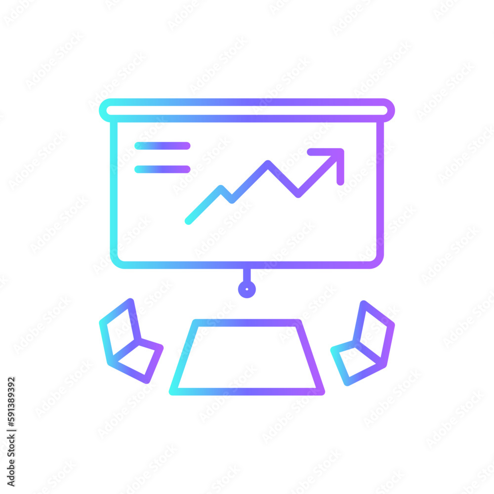 Meeting room office and business icons with purple blue outline style. presentation, person, team, group, teamwork, symbol, communication. Vector Illustration Meeting room office and business icons with purple blue outline style. presentation, person, team, group, teamwork, symbol, communication. Vector Illustration