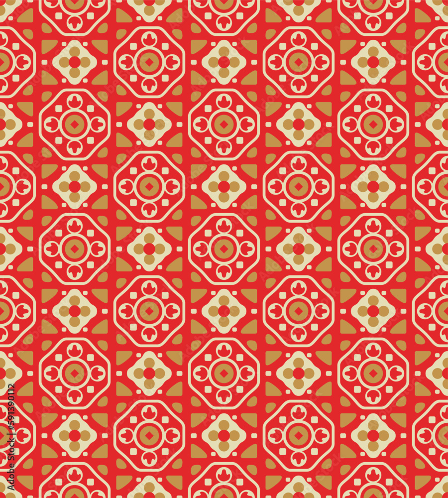 Japanese Circle Flower Motif Vector Seamless Pattern Japanese Circle Flower Motif Vector Seamless Pattern