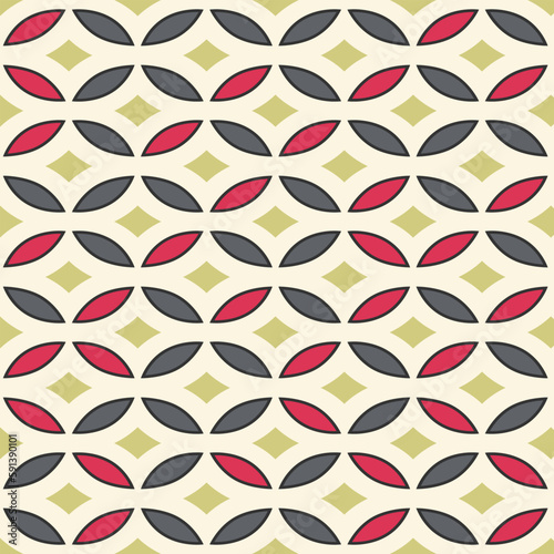 Japanese Diamond Petal Vector Seamless Pattern