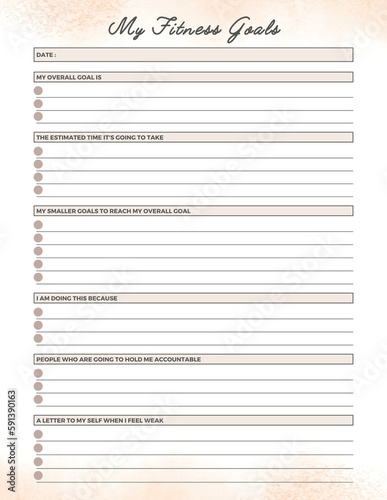 Minimalist planner pages templates. Printable Life & Business Planner Set. Life and business planner. Printable Page my fitness goals planner