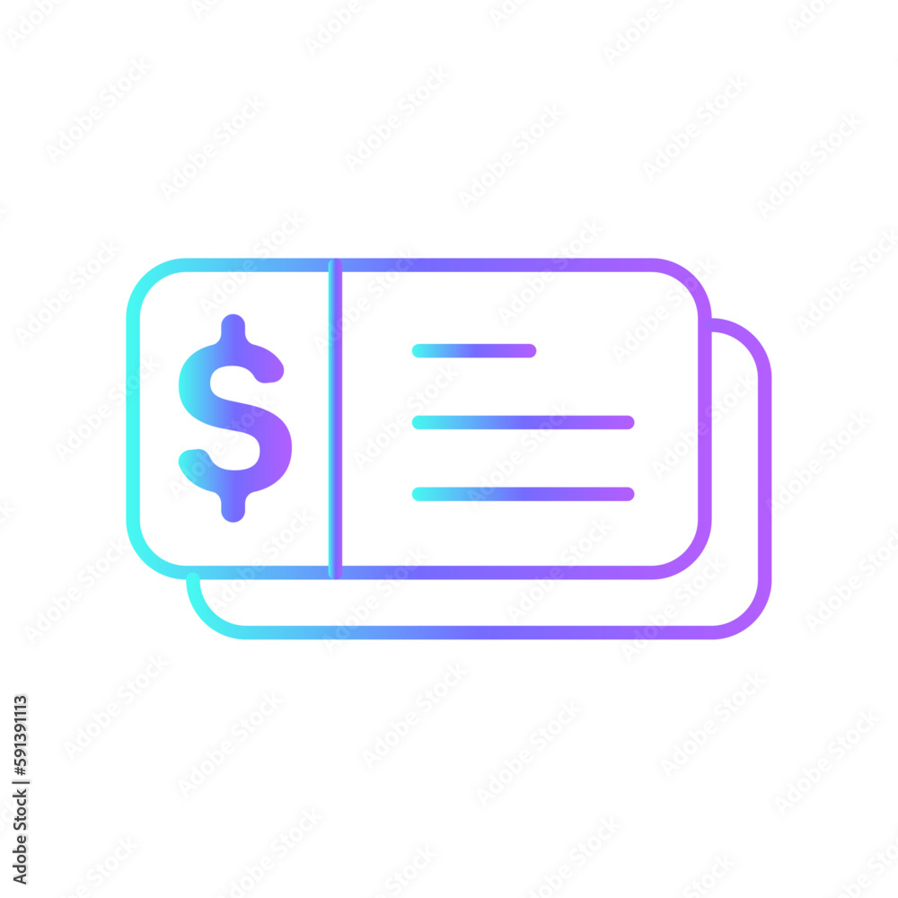 Check finance icons with purple blue outline style. success, vote, right, web, box, confirm, design. Vector Illustration