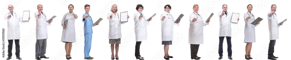 full length group of doctors with notepad isolated full length group of doctors with notepad isolated