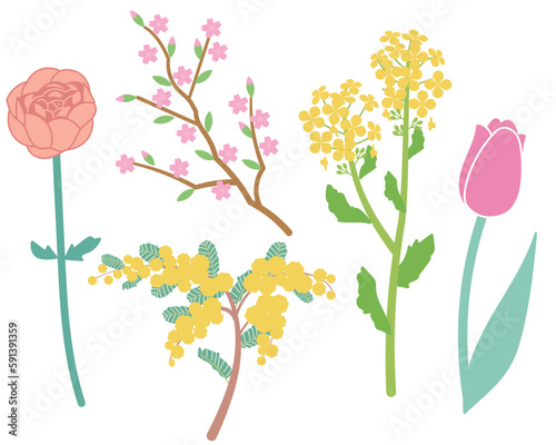 春の花　イラスト　セット
