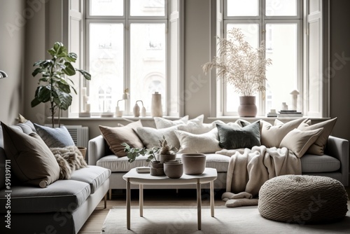 Modern home interior, living room Generative AI 