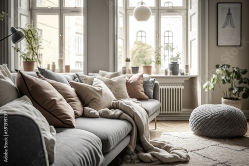 Modern home interior, living room Generative AI