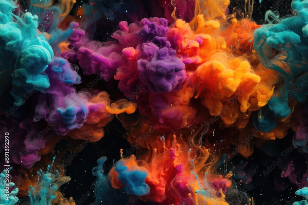 Colorful Exploding Clouds of Color Underwater Oil Colors Seamless ...