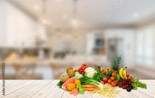 vegetable on table kitchen background  