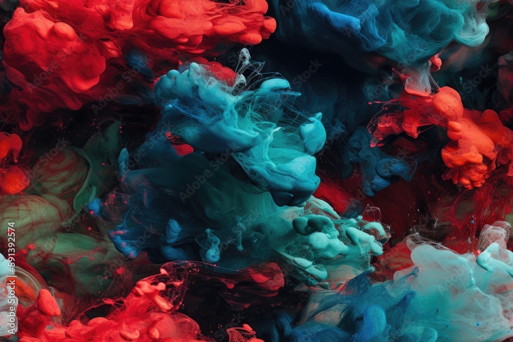 Fototapeta premium Colorful Exploding Clouds of Color Underwater Oil Colors Seamless Repeating Repeatable Texture Pattern Tiled Tessellation Background Image